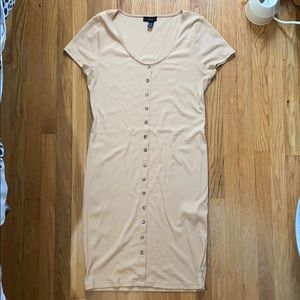 Short-Sleeve Ribbed Body Con Dress